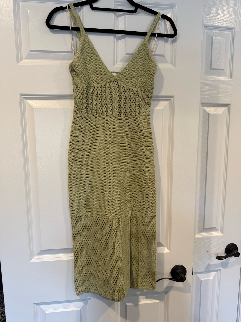 Aritzia Wilfred Green Knit Midi Dress with Side Slit